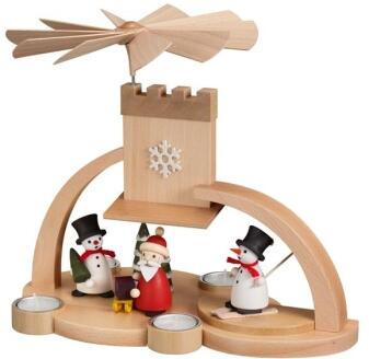 Bogenpyramide – Schneemann mit Weihnachtsmann bunt – BxHxT ca. 33x28x18,5 cm