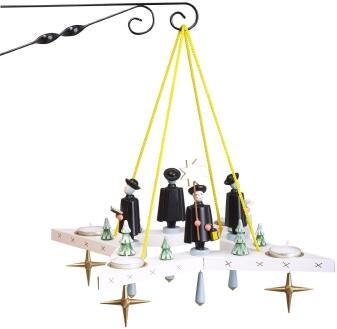 Lichterkranz – farbiger Adventskranz in Sternform mit Kurrende und Teelichthaltern – BxT 38 x 38 cm