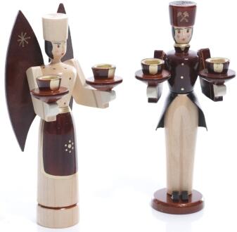 Weihnachtsfiguren - Engel und Bergmann für Puppenlichte Natur -Ansicht 1 - Hergestellt im Erzgebirge