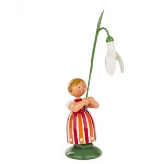 Miniaturfigur Blumenmädchen mit Schneeglöckchen Höhe 12cm