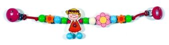 Kinderwagenkette – farbenfrohes Blumenmädchen mit bunten Holzperlen, liebevoll handgefertigt – BxHxT