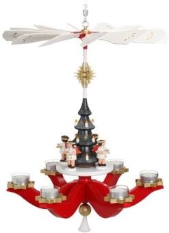 Hängepyramide Engel am Weihnachtsbaum farbig aus Holz von Zeidler Holzkunst GmbH aus dem Erzgebirge,