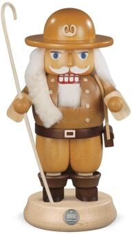 Nussknacker traditioneller Schäfer mit Schafsfell, Brottasche und Räucherfunktion aus Holz von