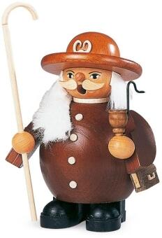 Räuchermann – niedlicher Schäfer mit Pfeife und brauner Tasche aus Holz, Kleinkunst aus dem