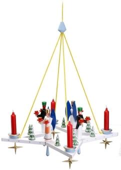 Lichterkranz – Hängeleuchter Stern mit Engel, Bergmann und Ringelbäumen – BxT 50 x 50 cm