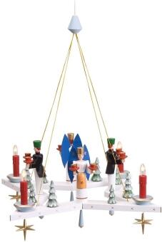 Lichterkranz – farbiger Adventskranz mit Engeln und Bergmännern von Sven Kempe aus dem Erzgebirge,
