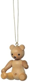 Baumbehang Teddy aus Holz, naturfarben und detailreich sitzend von KWO Kunstgewerbe-Werkstätten