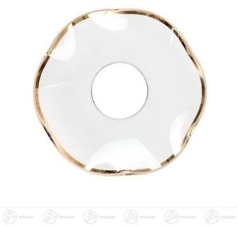 Lichtmanschette wellig mit Goldrand für Kerzen Ø 25 mm aus Glas in Weiß-Gold von Großhandel Dregeno,