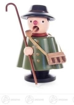 Räuchermann detailreicher Schäfer mit Hirtenstab und Tasche, naturfarbene Holzfigur von Dregeno, 13
