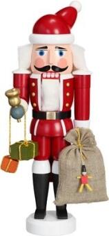 Nussknacker – Weihnachtsmann mit Geschenken und Glocke aus Holz von Seiffener Volkskunst,