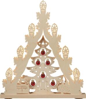 Lichterspitze Baum mit roten Kugeln aus Holz von Weigla Günter Gläser Leuchtenherstellung,