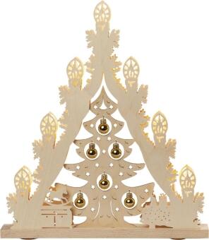 Lichterspitze – Baum mit goldenen Kugeln von Weigla Günter Gläser Leuchtenherstellung, Holzmotiv mit