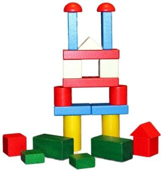 Holzspielzeug kreativer Baukasten große Blöcke von Erzgebirgische Holzspielwaren Ebert, buntes
