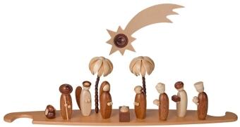 Motivplattform Heilige Familie mit Schweifstern aus naturbelassenem Holz von Kleinkunst aus dem