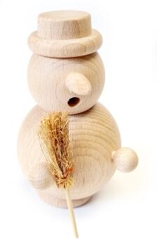 Räuchermann Schneemann als Bastelset aus naturbelassenem Holz mit Besen von Hess Holz Spielzeug, 13