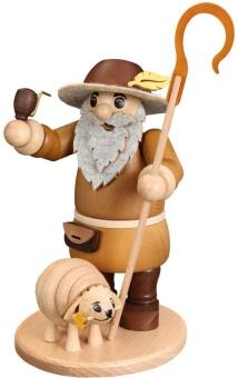 Räucherfigur Schäfer mit Schaf aus Holz von Zeidler Holzkunst GmbH, handgefertigte Figur mit Hut,