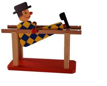 Holzspielzeug Barrennturner Clown Karo Höhe=13,5cm