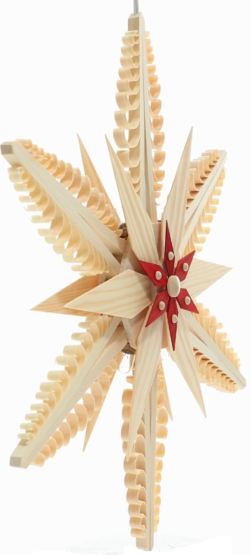 Spanstern beleuchtet mit 6 Bäumchen – Natur - Ansicht Rechts - Bäumchen sind Handgestochen