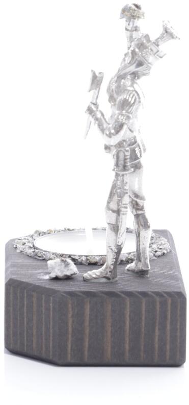 Teelichthalter - Bergmann Steiger mit Erz in der Hand mit Teelicht - Ansicht Links - Figur besteht