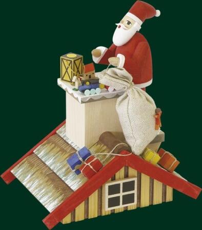 Räuchermann Santa auf dem Dach Höhe= 20cm