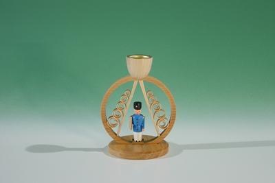 Kerzenhalter mit Mini.-Nußknacker im Ring, blau Höhe ca 7,5 cm