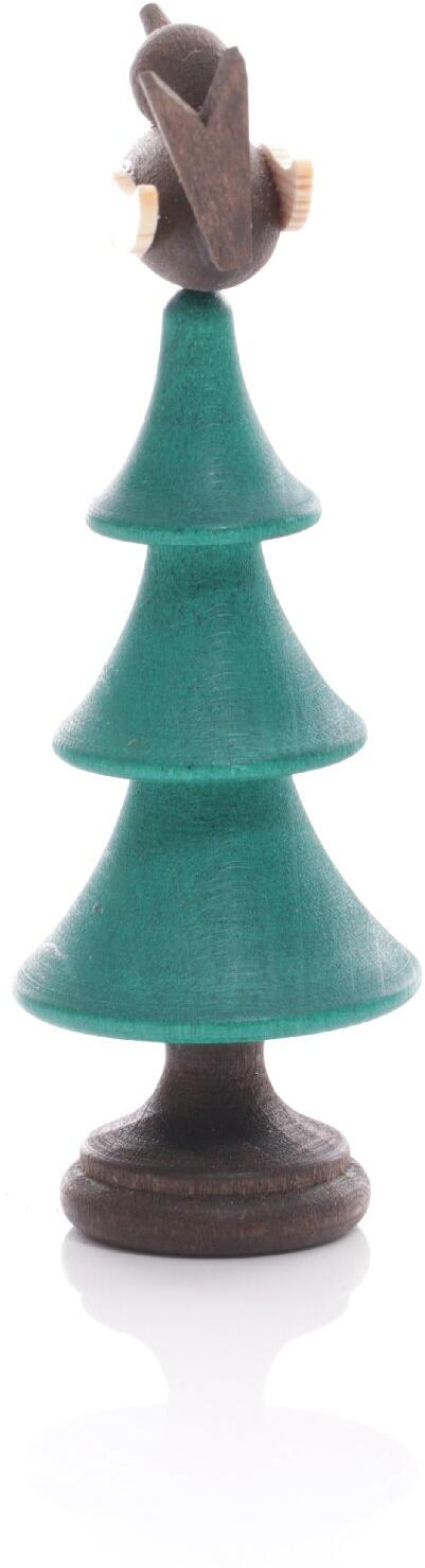 Gr&uuml;ne Tanne mit Singvogel - Quitscht beim Drehen - Ansicht Hinten - Nachhaltiges Spielzeug aus dem