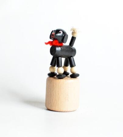 Holzspielzeug Wackelfigur Pudel schwarz Höhe=7,5cm