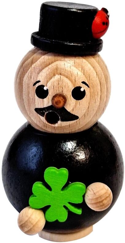 Räuchermann – Schornsteinfeger mit Zylinder, Kleeblatt und Marienkäfer – BxHxT 6 x 11 x 6 cm