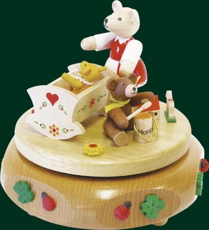 Bär Spieldose Bärenwiege Spielwerk Handarbeit Seiffen Weihnachtsfigur 48501