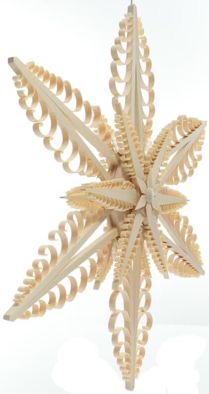 Spanstern Natur el. Beleuchtet LED Mitte mit Sterne (beidseitig) - Ansicht Rechts - Hand gestochene