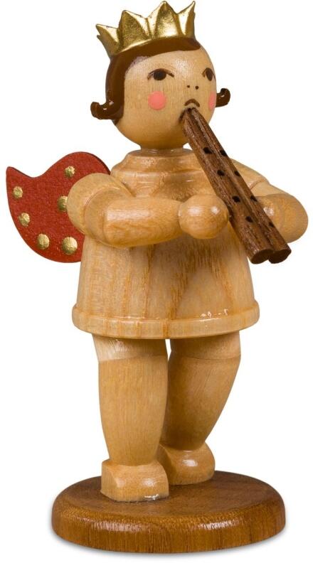 Engel mit Doppelflöte Krone natur Höhe ca. 6cm