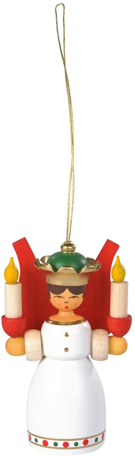 Christbaumschmuck farbenfroher Engel mit Kerzen aus Holz von Kleinkunst aus dem Erzgebirge, hängende