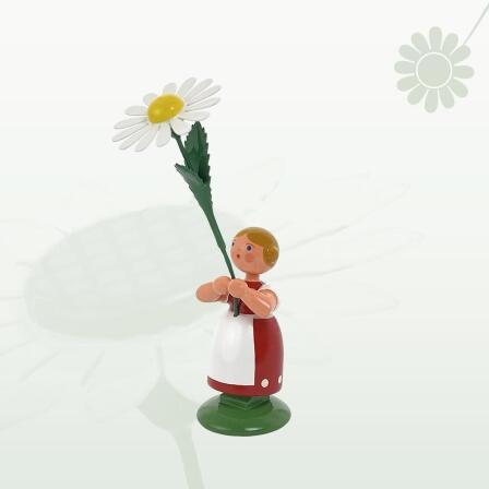 Miniaturfigur Blumenmädchen mit Margerite Höhe 12cm
