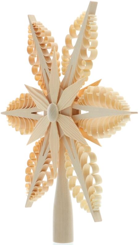 Christbaumspitze - Spanstern und in der Mitte mit Kiefernstern - Ansicht Links - mit handgestochenen