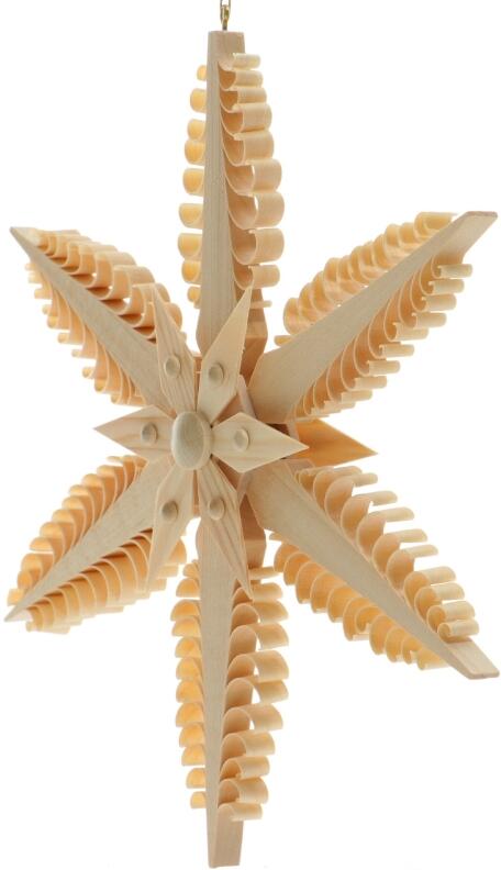 Fensterschmuck – Filigraner, handgefertigter Spanstern mit sechs kunstvoll gestochenen Spanbäumen