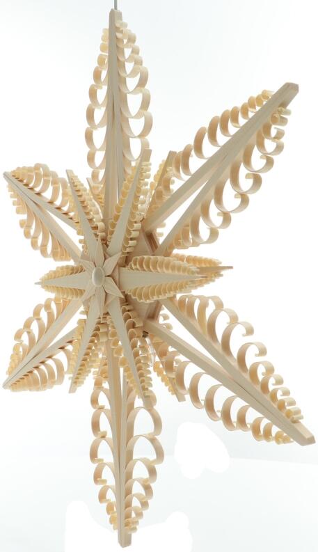 Spanstern Natur el. Beleuchtet LED Mitte mit Sterne (beidseitig) - Ansicht Links - Ein