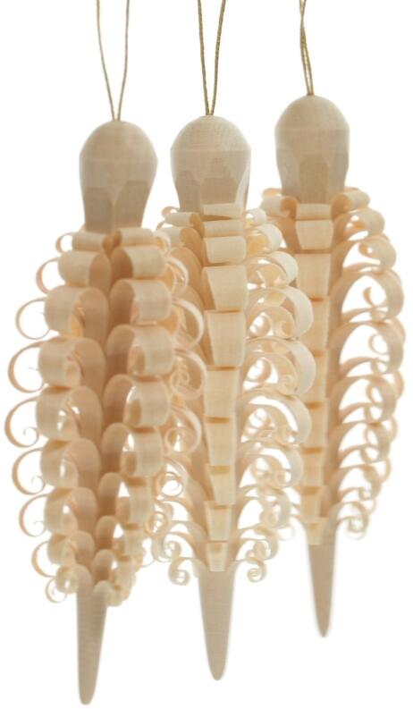 Christbaumschmuck - Spanzapfen Natur 3er Set - Ansicht Seite - Perfekt für jeden Weihnachtsbaum