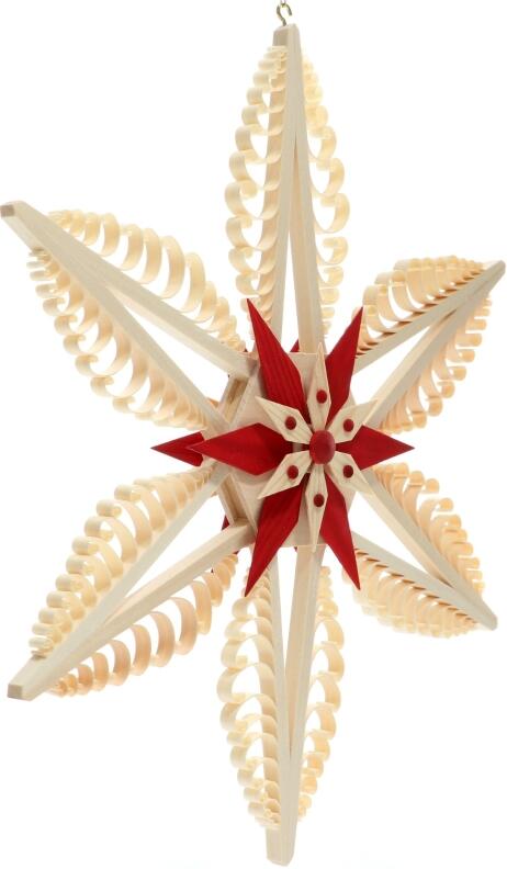 Spanstern Mitte mit 2 Kiefersterne Natur und Rot - Ansicht Rechts - Tolles Farbspiel