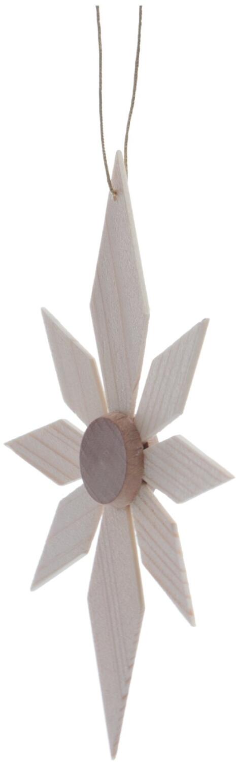 Christbaumschmuck - Holzstern mit 6 kleinen & 2 großen Segmenten - Ansicht Links - Fadenlänge ca 7cm