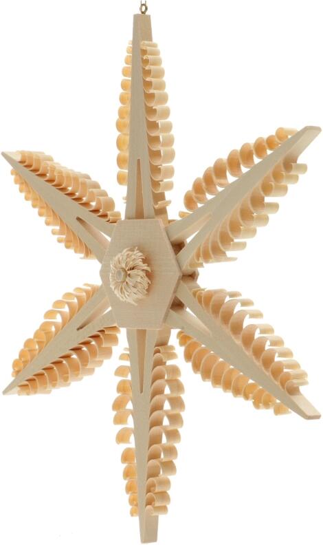 Spanstern Natur Mitte mit Rosette - Ansicht Links - Bäumchen sind Handgestochen