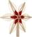 Christbaumspitze Spanstern el. Beleuchtet Mittig mit Holzstern Rot - Ansicht Vorne - Hergestellt im
