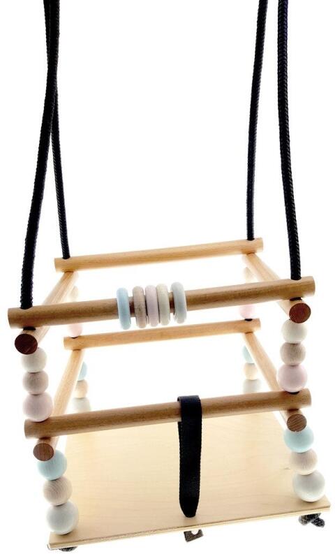 Schaukelspielzeug – liebevoll gestaltete Gitterschaukel aus naturbelassenem Holz, robust und