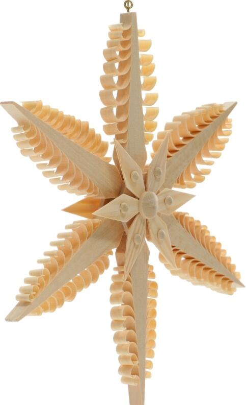 Fensterschmuck – Filigraner, handgefertigter Spanstern mit sechs kunstvoll gestochenen Spanbäumen
