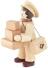 Miniaturfigur Paketzusteller natur 4x6,5x4 cm aus Holz mit Paketen und Umhängetasche von Großhandel