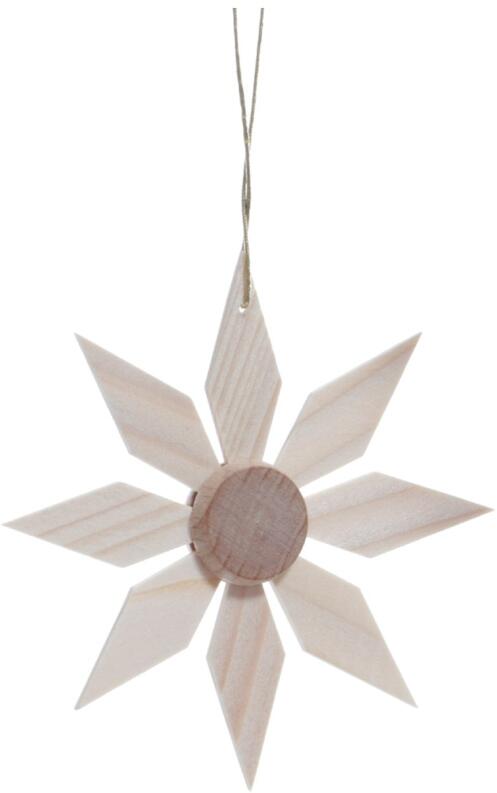 Christbaumschmuck - Holzstern mit 8 gleichen Kieferblättern - Ansicht Vorne - Hergestellt im
