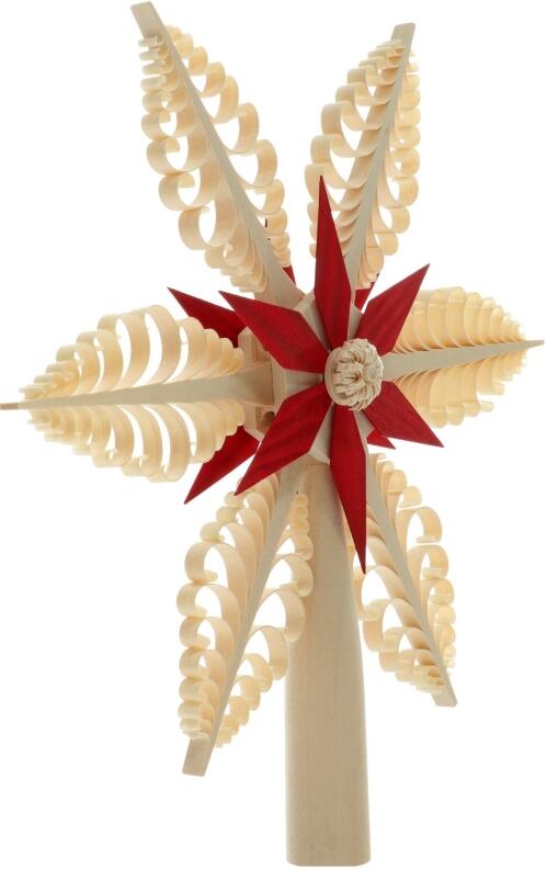 Christbaumspitze Spanstern Rot/Natur el. Beleuchtet Mittig Stern - Ansicht Rechts - Passender
