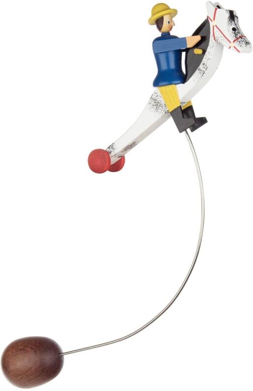 Schaukelfigur weißes Pferd mit blauem Reiter Höhe 29cm