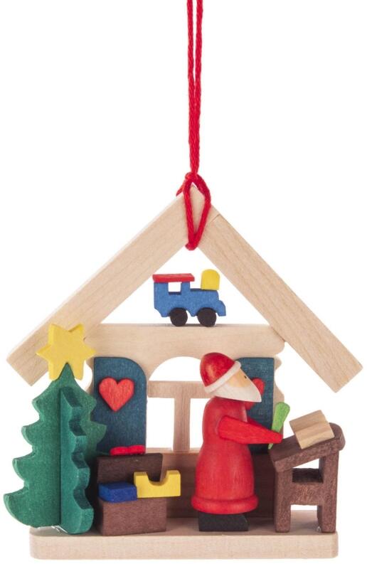 Baumbehang ehng Haus Weihnachtsmann mit Wunschzettel BxHxT 7,3x7,4x2,4cm