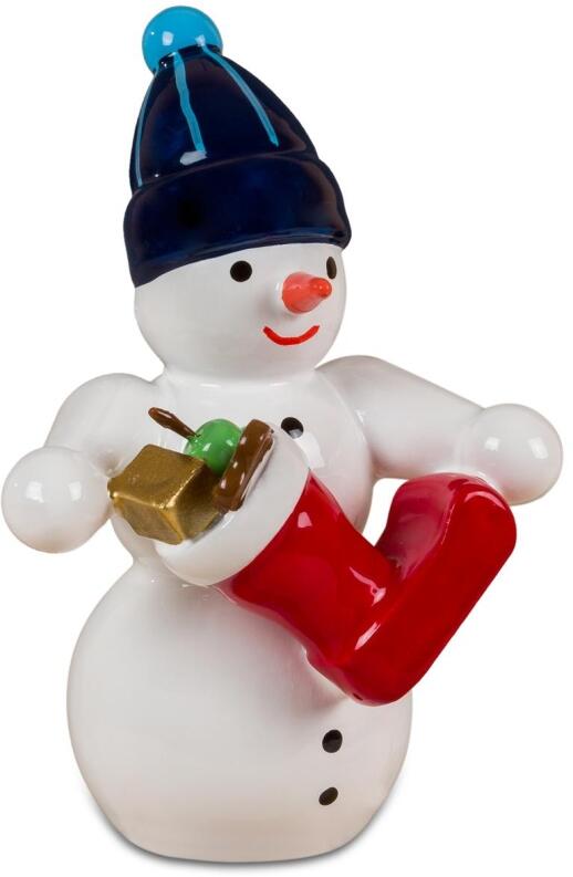 Weihnachtsfigur Schneemann mit Stiefel Höhe 6,5cm