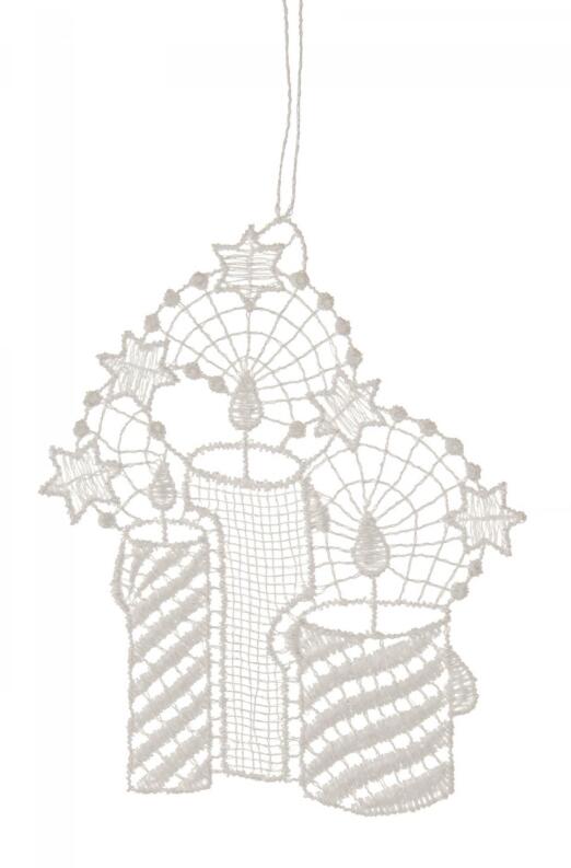 Baumbehang Kerzen Plauener Spitze BxHxT 10x10x0,1cm